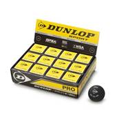 Caja de 12 Pelotas de squash Dunlop Pro doble punto amarillo